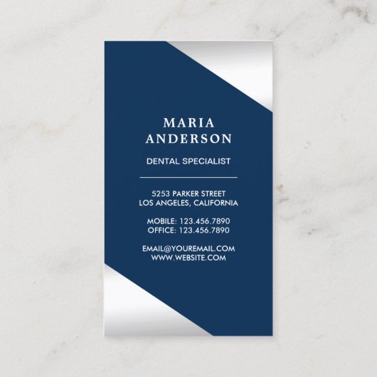 Silver Confetti Silver Tooth Zahnarzt Visitenkarte (Rückseite)