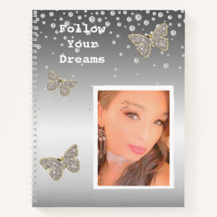 Silver Confetti Sparkle Ihr Foto Personalisiert Notizblock