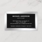 Silver Confetti Steel Razor Blade Hair Stylist Visitenkarte (Rückseite)