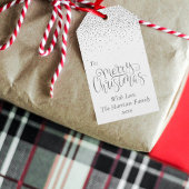Silver Confetti Typografie Frohe Weihnachten Geschenkanhänger