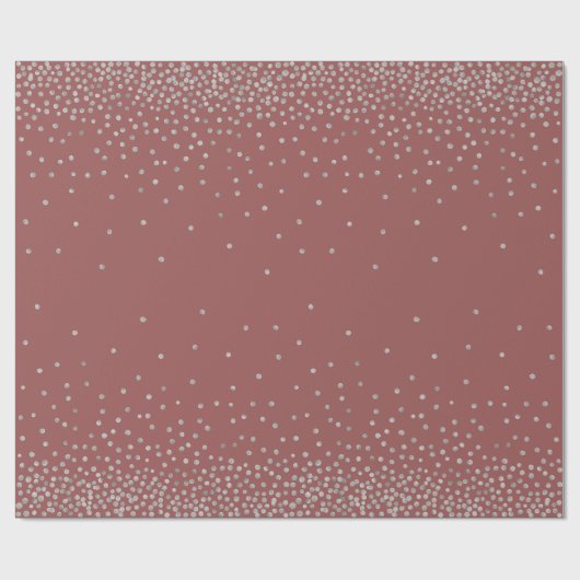 Silver Confetti über Marsala Red Holiday Style Geschenkpapier (Flach)