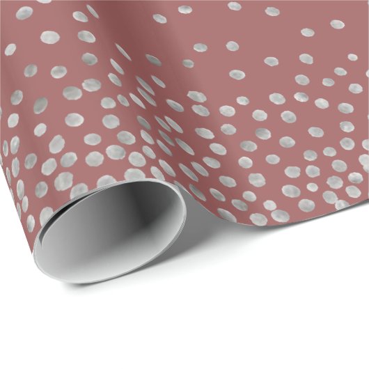 Silver Confetti über Marsala Red Holiday Style Geschenkpapier (Rolleneckpunkt)