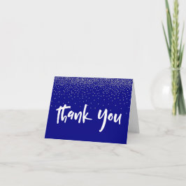 Silver Confetti über Navy 1 Typografie Vielen Dank Dankeskarte