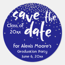 Silver Confetti über Navy, modern Save the Date