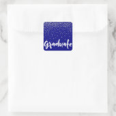 Silver Confetti über Navy Moderner "Abschluss" Typ Quadratischer Aufkleber (Tasche)