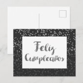 Silver Confetti und Glitzer Feliz Cumpleanos Postkarte (Vorne/Hinten)