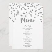 Silver Confetti Wedding Menu Menükarte (Vorne/Hinten)