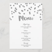 Silver Confetti Wedding Menu Menükarte (Vorderseite)