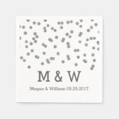 Silver Confetti Wedding Monogram Serviette (Vorderseite)