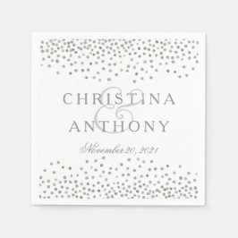 Silver Confetti Wedding Personalisiert Napkin Serviette