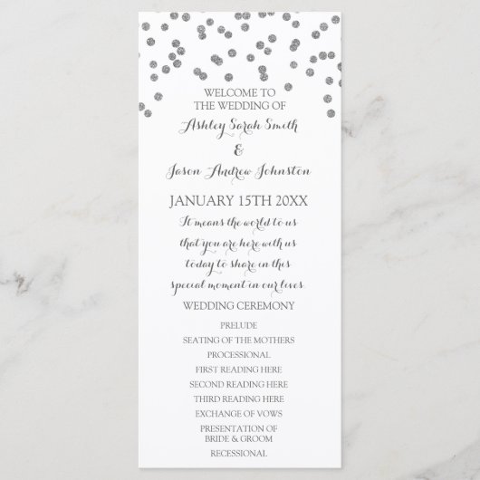 Silver Confetti Wedding Program Programm (Vorderseite)