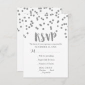 Silver Confetti Wedding RSVP Cards (Vorne/Hinten)