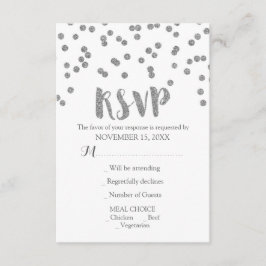 Silver Confetti Wedding RSVP Cards Karte