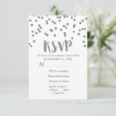 Silver Confetti Wedding RSVP Cards Karte (Stehend Vorderseite)