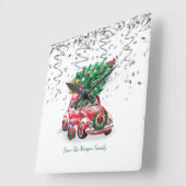 Silver Confetti, Weihnachten Roter Wagen Pine Tree Quadratische Wanduhr (Winkel)