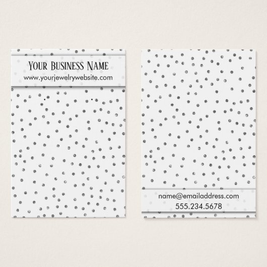 Silver Confetti White Earring Display Card (Vorne & Hinten)