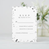 Silver Confetti White Elegant Wedding RSVP Cards Karte (Stehend Vorderseite)