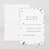 Silver Confetti White Elegant Wedding RSVP Cards Karte (Vorne/Hinten)