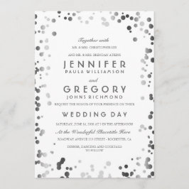 Silver Confetti White Modern und Elegante Wedding Einladung