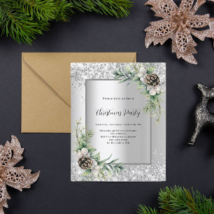 Silver cons grüne Weihnachtsfeier Party Einladung
