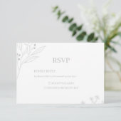 Silver Corner Floral Boho RSVP Karte (Stehend Vorderseite)