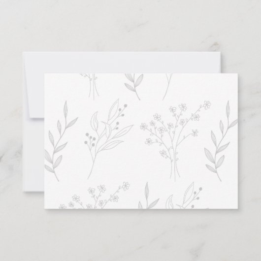 Silver Corner Floral Boho RSVP Karte (Rückseite)