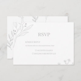Silver Corner Floral Boho RSVP Karte
