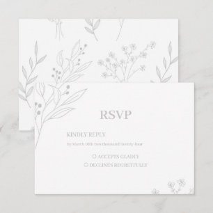 Silver Corner Floral Boho RSVP Karte