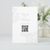 Silver Corner Floral Boho Wedding Begleitkarte (Stehend Vorderseite)