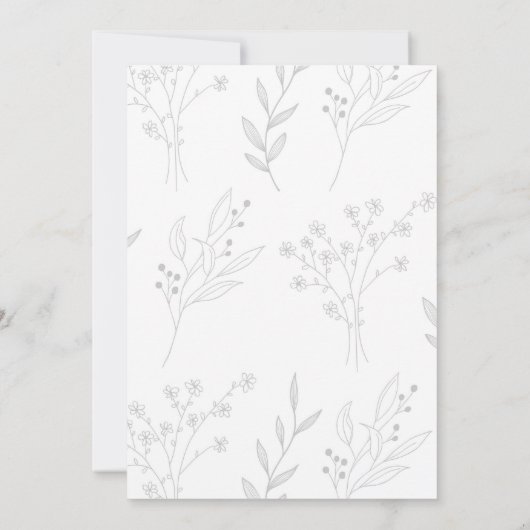 Silver Corner Floral Boho Wedding Einladung (Rückseite)