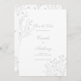 Silver Corner Floral Boho Wedding Einladung