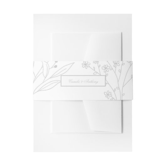Silver Corner Floral Boho Wedding Einladungsbanderole (Vorderseite Beispiel)