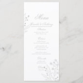 Silver Corner Floral Boho Wedding Menükarte (Vorderseite)