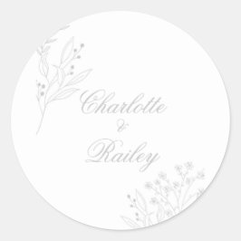 Silver Corner Floral Boho Wedding Runder Aufkleber