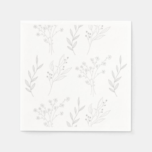 Silver Corner Floral Boho Wedding Serviette (Vorderseite)