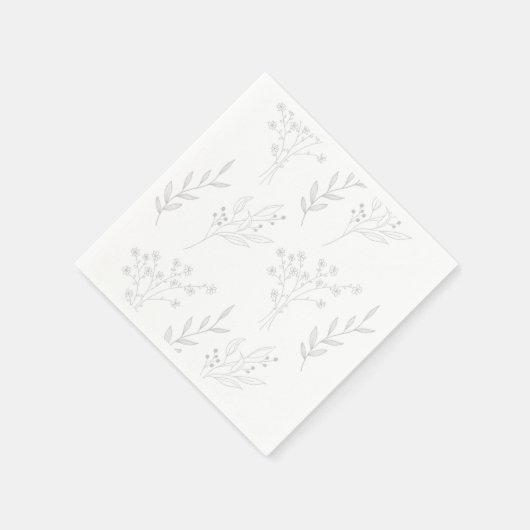 Silver Corner Floral Boho Wedding Serviette (Ecke)