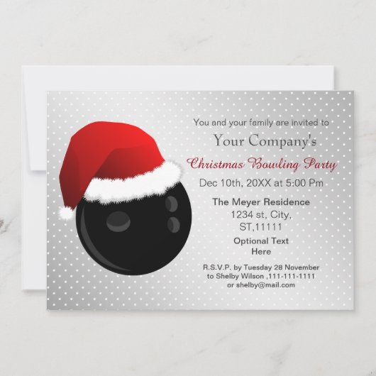 Silver Corporate Bowling Party Einladung (Vorderseite)