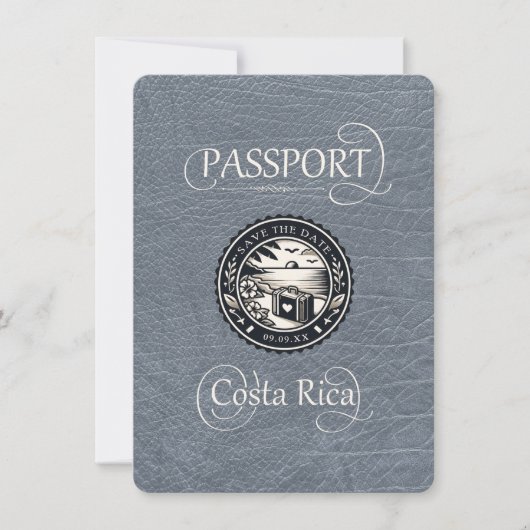 Silver Costa Rica Passport Save The Date (Vorderseite)