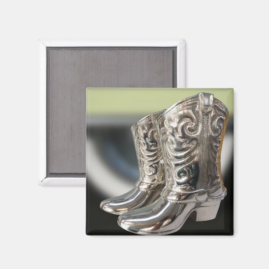 Silver Cowboy Stiefel Magnet (Vorderseite/Rückseite)