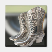 Silver Cowboy Stiefel Magnet (Vorne)