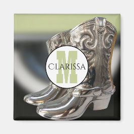 Silver Cowgirl Boost Personalisiert Country Monogr Magnet