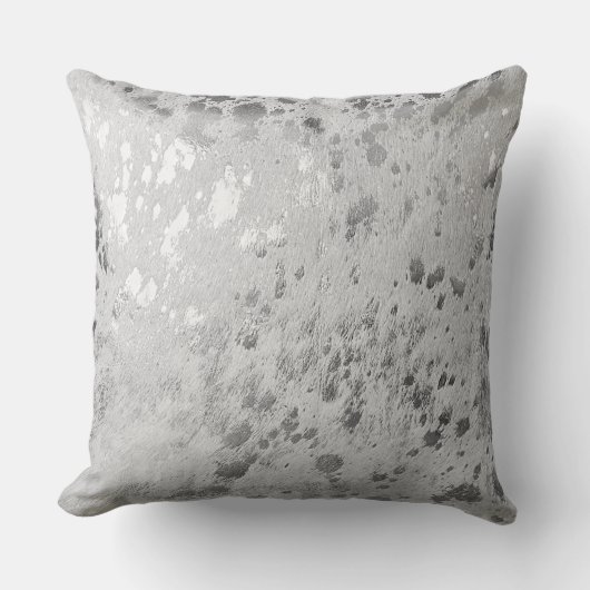 Silver Cowhide Print Metallic Catter Kissen (Vorderseite)