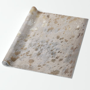 Silver Cowhide Print Metallic Packpapier