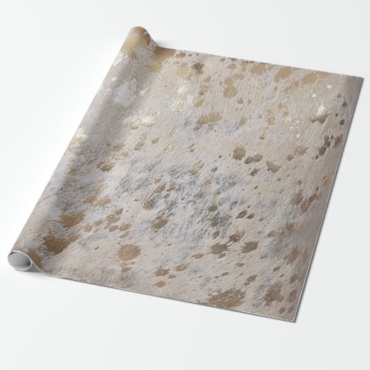 Silver Cowhide Print Metallic Packpapier (Ungerollt)