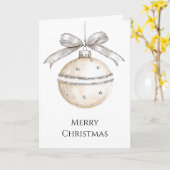 Silver Cream Bows Ornaments Christmas Karte (Gelbe Blume)