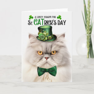Silver Cream Persian Cat St CATrick's Day Feiertagskarte