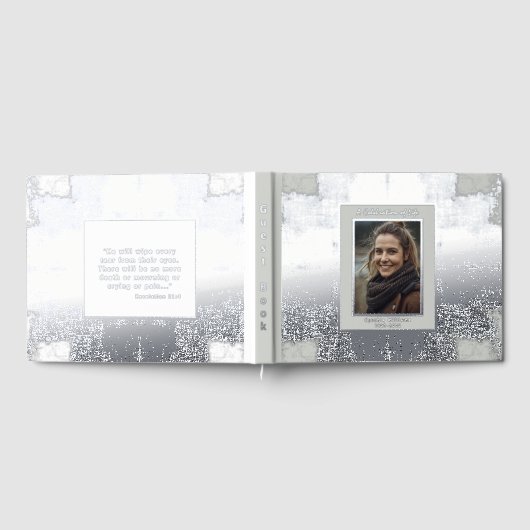 Silver Cream Real Foil Funeral Gästebuch (Voll)