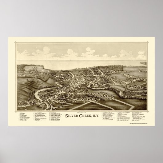 Silver Creek, NY Panoramic Map - 1892 Poster (Vorne)