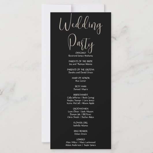 Silver Crescent Moon Black Wedding Programm (Rückseite)