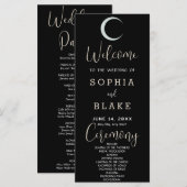 Silver Crescent Moon Black Wedding Programm (Vorne/Hinten)